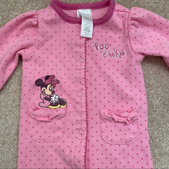 Pink polka dot ruffled Minnie Mouse coveralls - Picture 3 of 6
